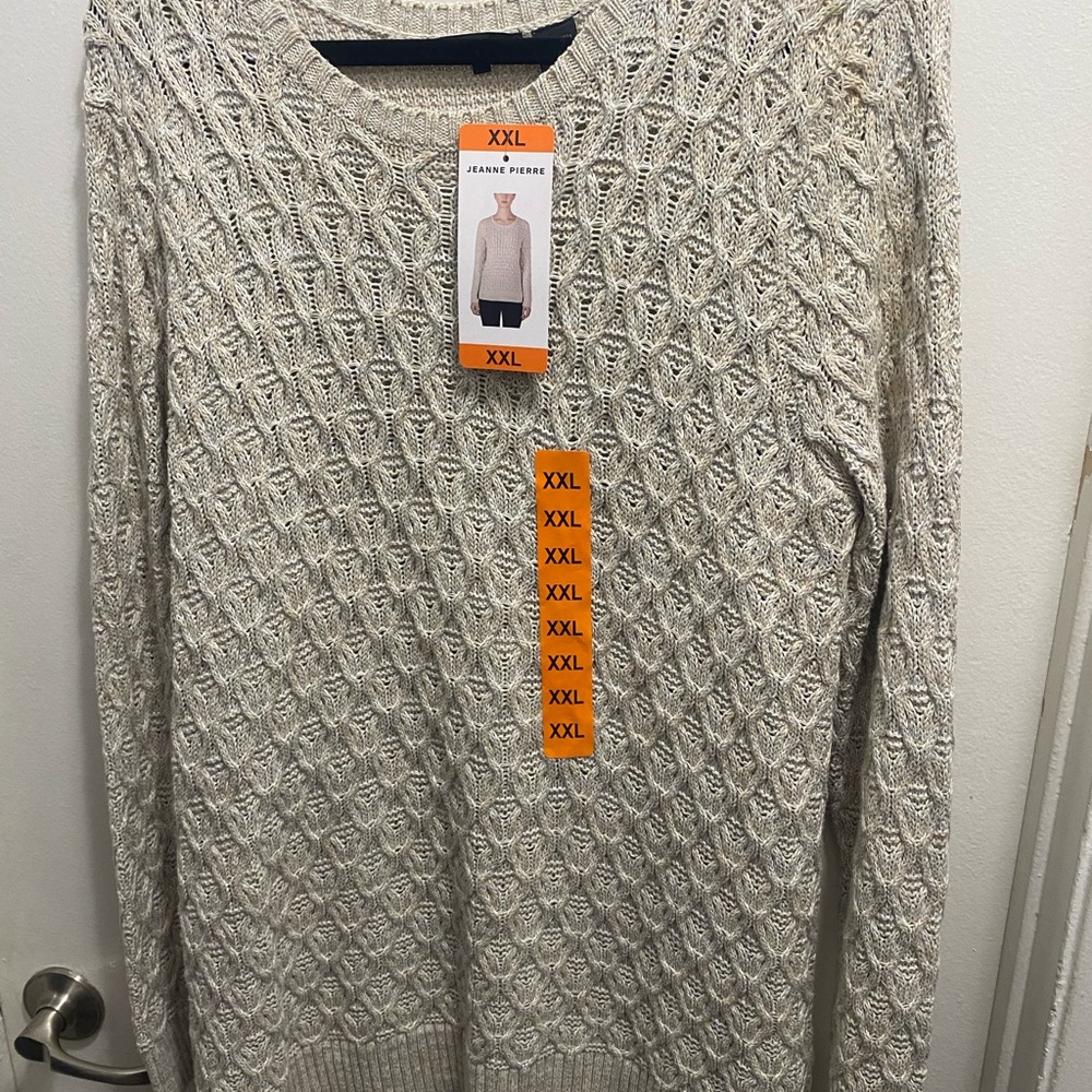 JEANNE PIERRE Cream Crew Neck Sweater